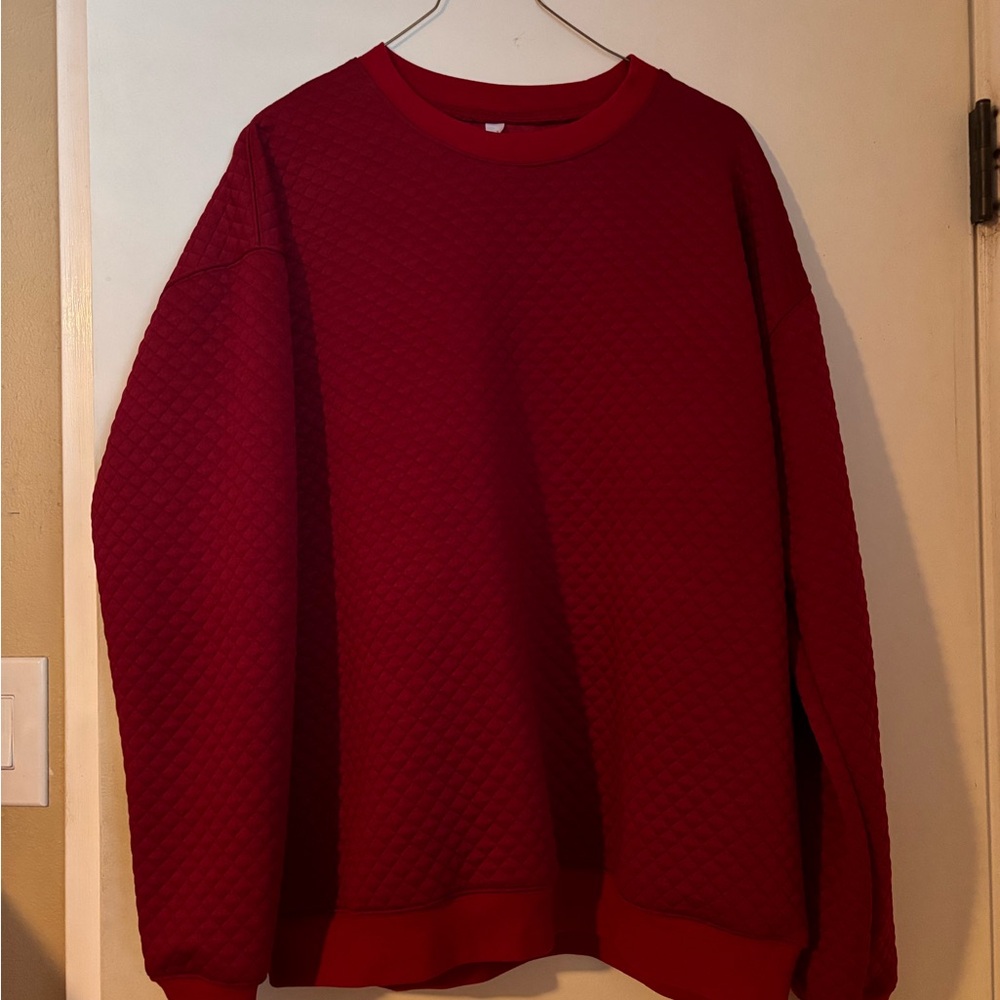 Tickled Teal Burgandy Quilted Sweatshirt